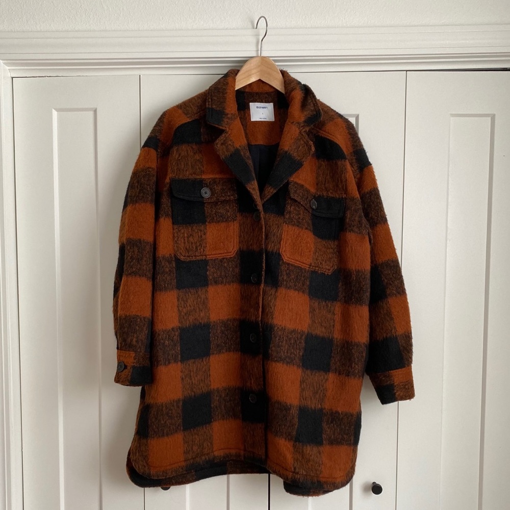 Oversized Soft-Brushed Plaid Long Shirt Jacket
